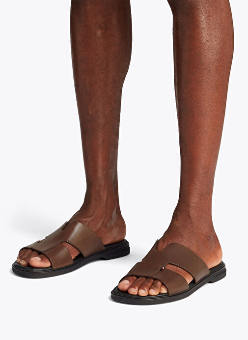 Tommy Hilfiger Kahverengi Erkek Deri Terlik PREMIUM HILFIGER SLIPON LH SAND - Görsel 7