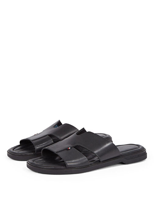Tommy Hilfiger Siyah Erkek Deri Terlik PREMIUM HILFIGER SLIPON LH SAND - Görsel 4