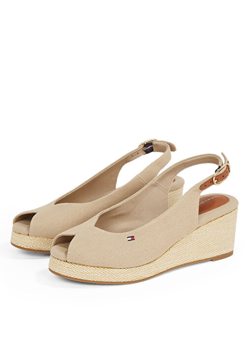 Tommy Hilfiger Bej Kadın Dolgu Topuk Ayakkabı FW0FW08595 - Görsel 4