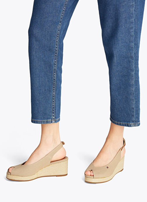 Tommy Hilfiger Bej Kadın Dolgu Topuk Ayakkabı FW0FW08595 - Görsel 8