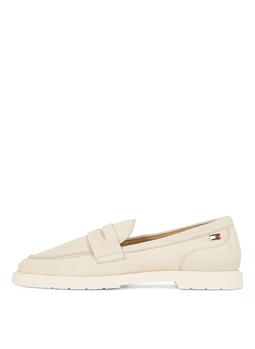 Tommy Hilfiger Ekru Kadın Deri Loafer FW0FW08679 - Görsel 3