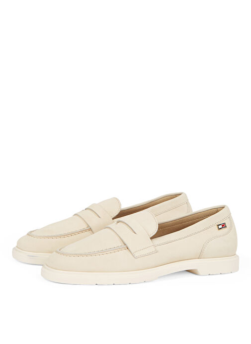 Tommy Hilfiger Ekru Kadın Deri Loafer FW0FW08679 - Görsel 4