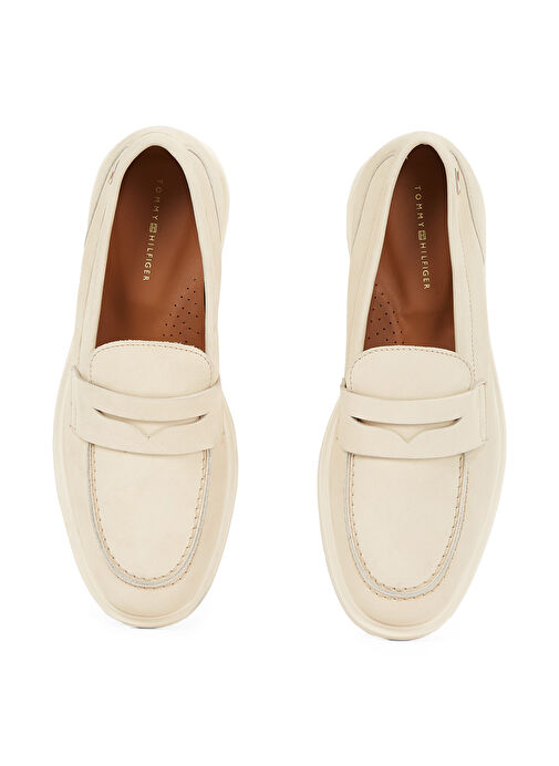 Tommy Hilfiger Ekru Kadın Deri Loafer FW0FW08679 - Görsel 5