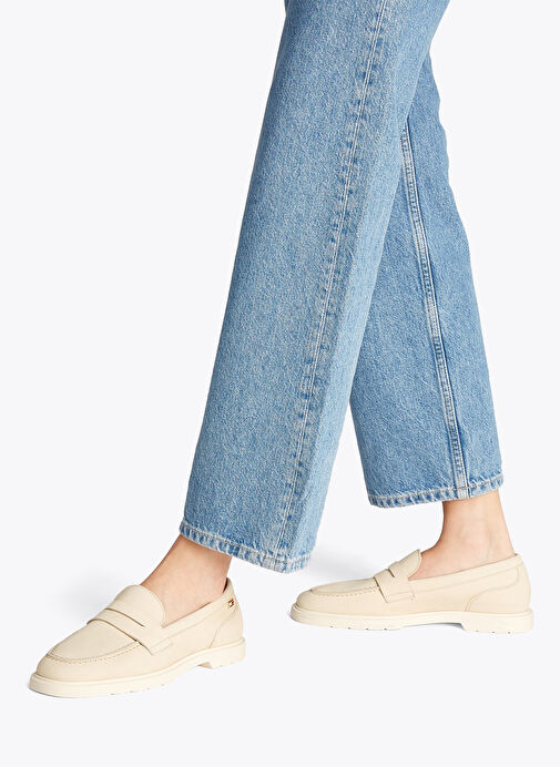 Tommy Hilfiger Ekru Kadın Deri Loafer FW0FW08679 - Görsel 7