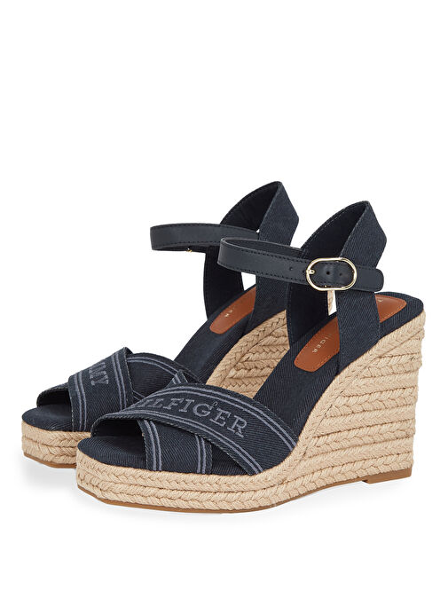 Tommy Hilfiger Lacivert Kadın Dolgu Topuk Ayakkabı FW0FW08668 - Görsel 4