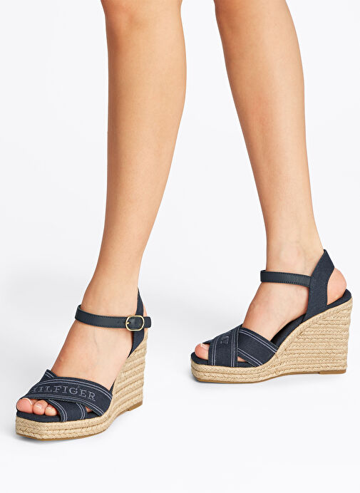 Tommy Hilfiger Lacivert Kadın Dolgu Topuk Ayakkabı FW0FW08668 - Görsel 7