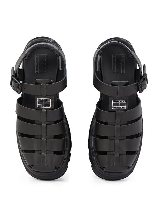 Tommy Hilfiger Siyah Kadın Deri Sandalet EN0EN02751 - Görsel 5