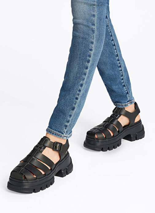 Tommy Hilfiger Siyah Kadın Deri Sandalet EN0EN02751 - Görsel 7