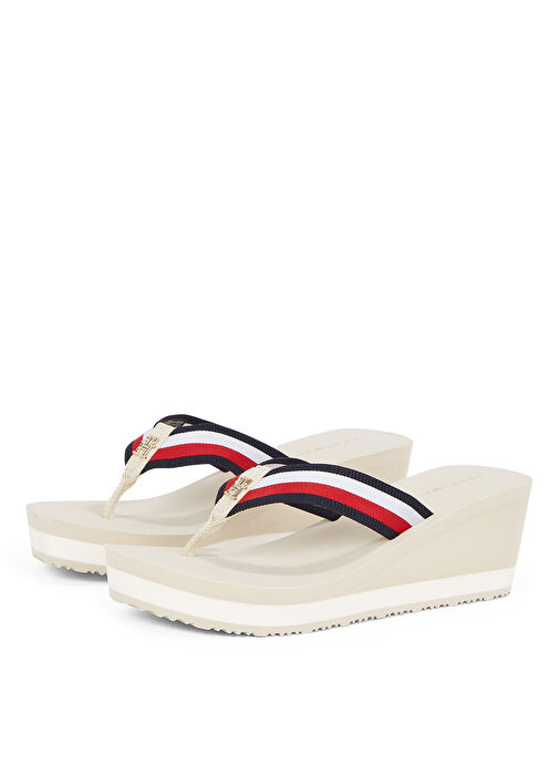 Tommy Hilfiger Ekru Kadın Plaj Terliği FW0FW08520 - Görsel 4