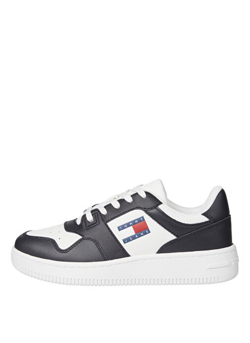 Tommy Hilfiger Siyah - Beyaz Kadın Deri Sneaker EN0EN02505 - Görsel 2