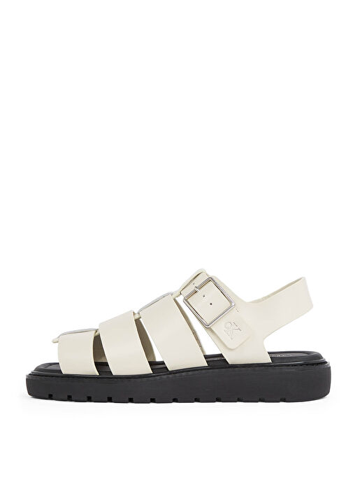 Calvin Klein Ekru Kadın Deri Sandalet YW0YW01700 - Görsel 3