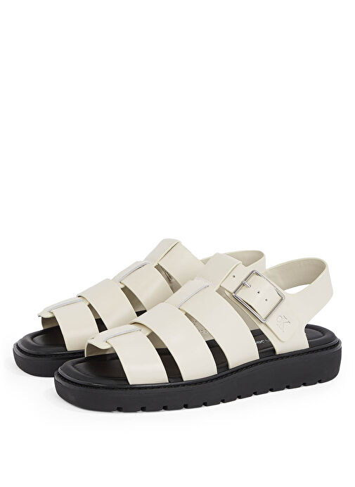 Calvin Klein Ekru Kadın Deri Sandalet YW0YW01700 - Görsel 4