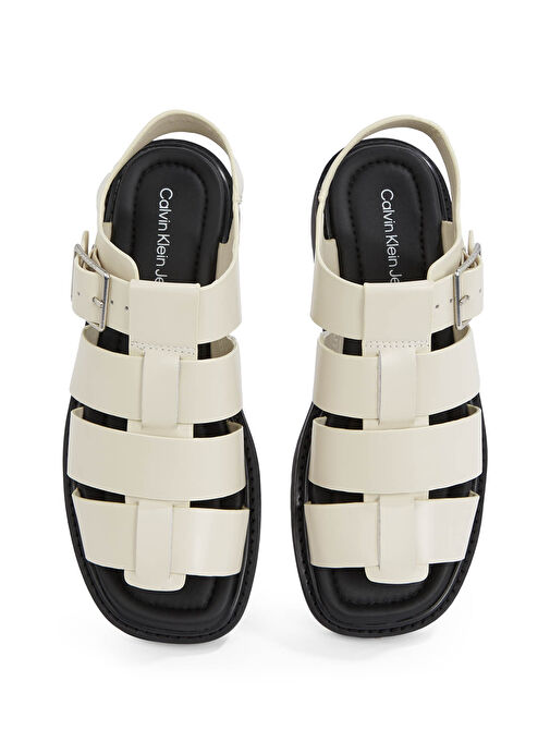 Calvin Klein Ekru Kadın Deri Sandalet YW0YW01700 - Görsel 5