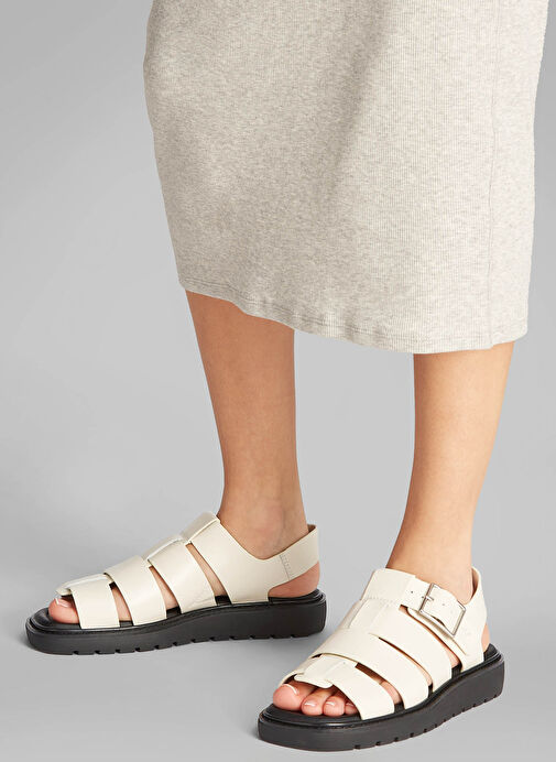 Calvin Klein Ekru Kadın Deri Sandalet YW0YW01700 - Görsel 7