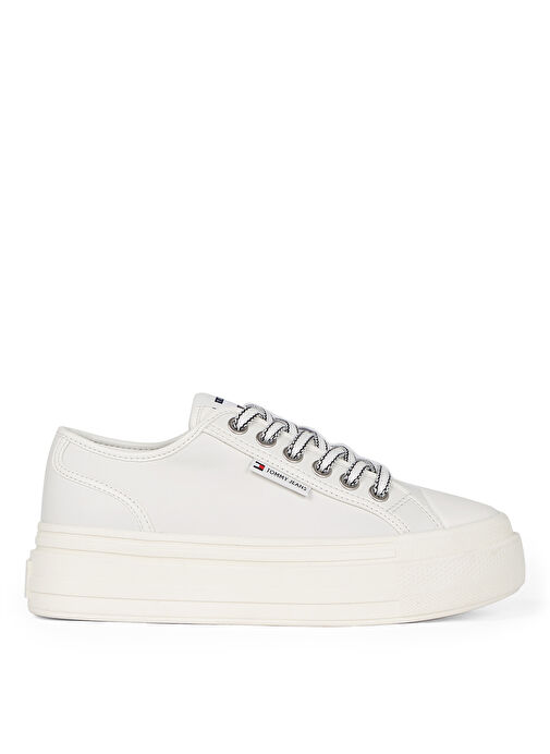 Tommy Hilfiger Ekru Kadın Deri Sneaker EN0EN02714 - Görsel 2