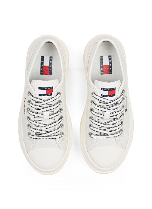 Tommy Hilfiger Ekru Kadın Deri Sneaker EN0EN02714 - Görsel 4