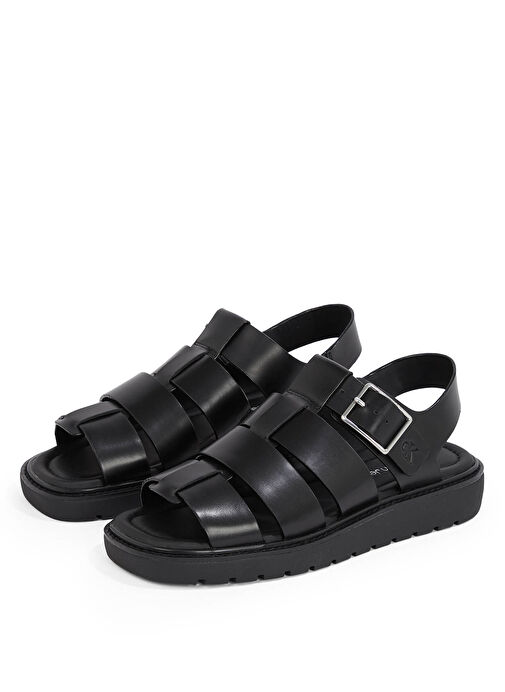Calvin Klein Siyah Kadın Deri Sandalet YW0YW01700 - Görsel 4