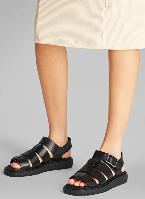 Calvin Klein Siyah Kadın Deri Sandalet YW0YW01700 - Görsel 7