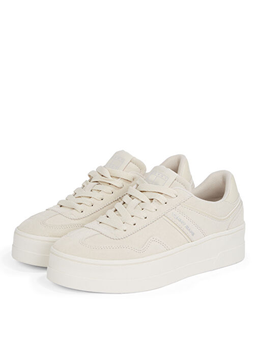 Tommy Hilfiger Açık Krem Kadın Süet Sneaker EN0EN02676 - Görsel 4