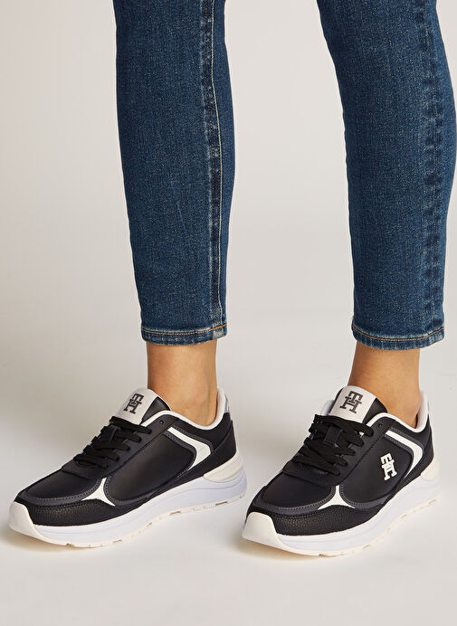 Tommy Hilfiger Siyah Kadın Deri Sneaker FW0FW08325 - Görsel 7