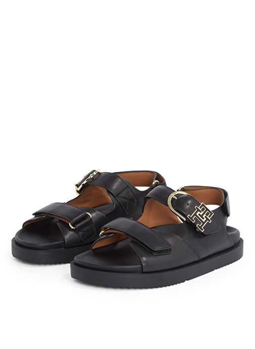 Tommy Hilfiger Siyah Kadın Deri Sandalet FW0FW08799 - Görsel 4