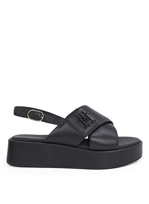 Tommy Hilfiger Siyah Kadın Deri Sandalet FW0FW08808 - Görsel 2