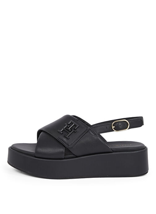 Tommy Hilfiger Siyah Kadın Deri Sandalet FW0FW08808 - Görsel 3
