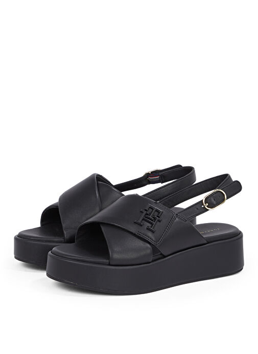 Tommy Hilfiger Siyah Kadın Deri Sandalet FW0FW08808 - Görsel 4