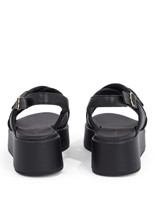 Tommy Hilfiger Siyah Kadın Deri Sandalet FW0FW08808 - Görsel 6