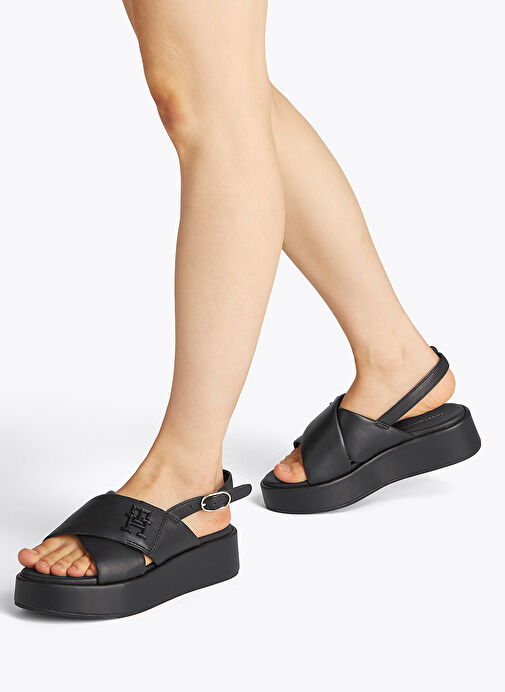Tommy Hilfiger Siyah Kadın Deri Sandalet FW0FW08808 - Görsel 7