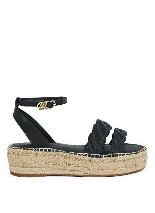 Tommy Hilfiger Siyah Kadın Deri Sandalet FW0FW08496 - Görsel 2