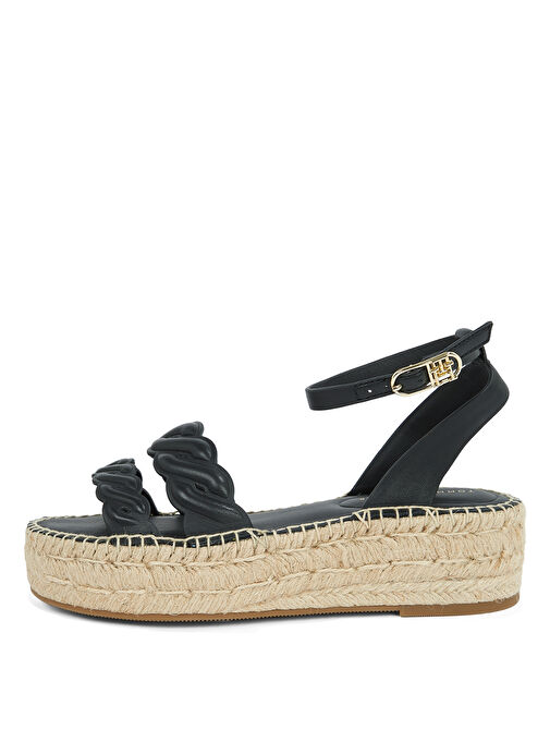 Tommy Hilfiger Siyah Kadın Deri Sandalet FW0FW08496 - Görsel 3