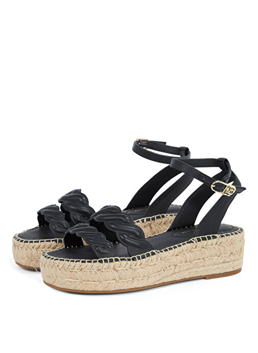 Tommy Hilfiger Siyah Kadın Deri Sandalet FW0FW08496 - Görsel 4