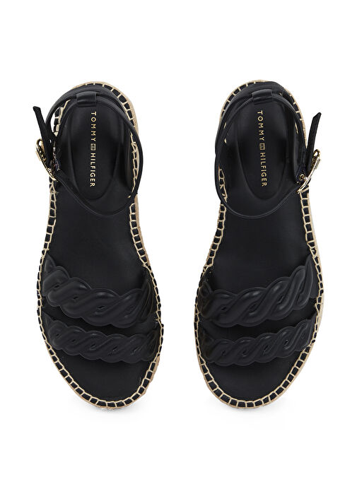 Tommy Hilfiger Siyah Kadın Deri Sandalet FW0FW08496 - Görsel 5
