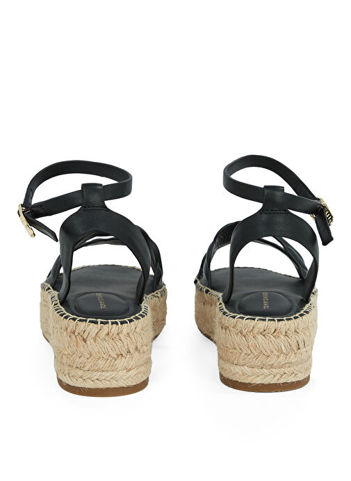 Tommy Hilfiger Siyah Kadın Deri Sandalet FW0FW08496 - Görsel 6