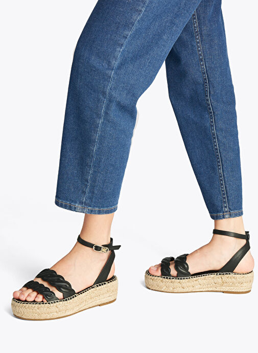 Tommy Hilfiger Siyah Kadın Deri Sandalet FW0FW08496 - Görsel 8