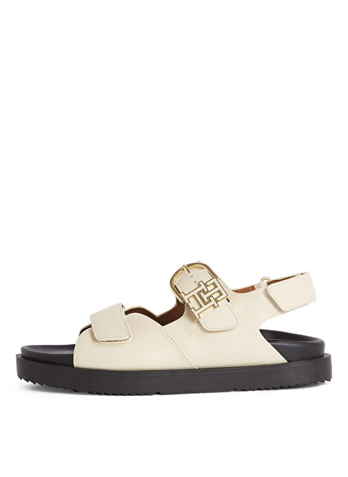 Tommy Hilfiger Ekru Kadın Deri Sandalet FW0FW08799 - Görsel 3