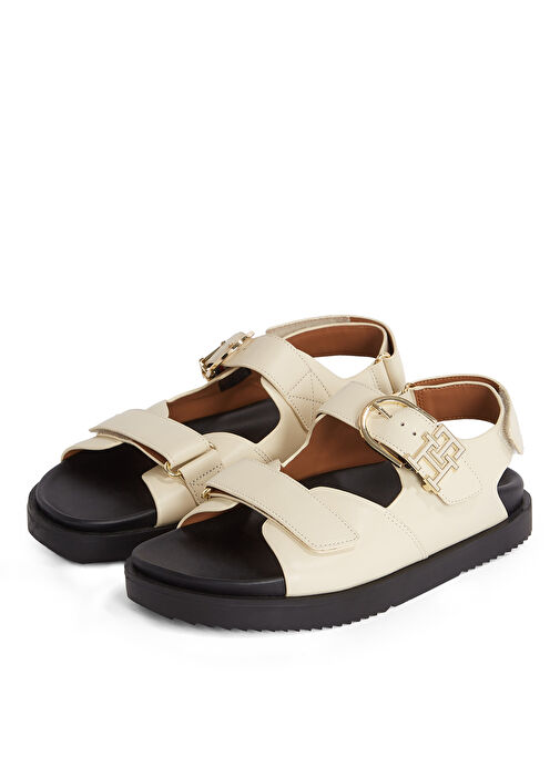 Tommy Hilfiger Ekru Kadın Deri Sandalet FW0FW08799 - Görsel 4