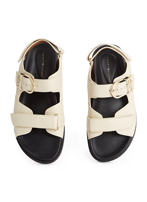 Tommy Hilfiger Ekru Kadın Deri Sandalet FW0FW08799 - Görsel 5