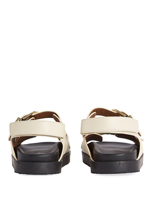Tommy Hilfiger Ekru Kadın Deri Sandalet FW0FW08799 - Görsel 6