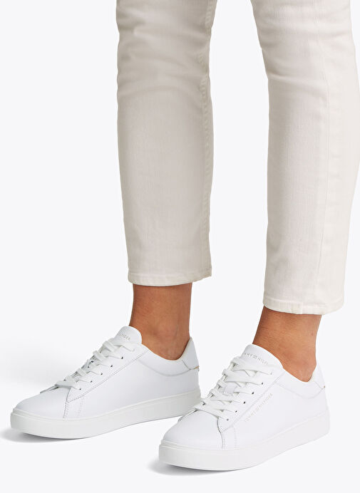 Tommy Hilfiger Beyaz Kadın Deri Sneaker FW0FW08320 - Görsel 7