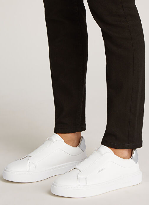 Calvin Klein Beyaz - Gümüş Kadın Deri Sneaker HW0HW02289 - Görsel 7
