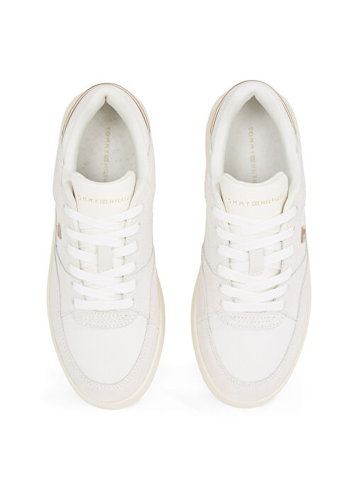 Tommy Hilfiger Ekru Kadın Deri Sneaker FW0FW08456 - Görsel 5