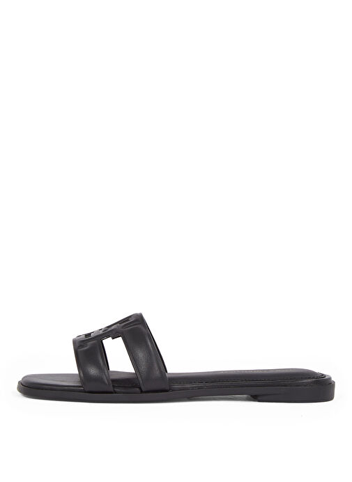 Tommy Hilfiger Siyah Kadın Deri Terlik FW0FW08671 - Görsel 3