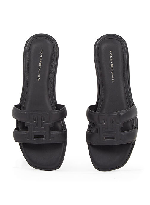Tommy Hilfiger Siyah Kadın Deri Terlik FW0FW08671 - Görsel 5