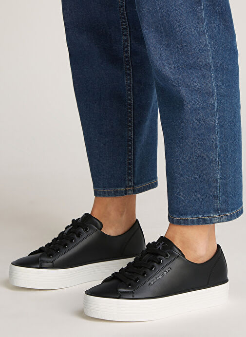 Calvin Klein Siyah Kadın Deri Sneaker YW0YW01633 - Görsel 7