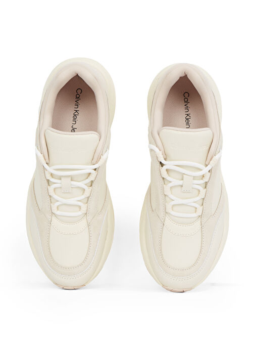 Calvin Klein Krem Kadın Deri Sneaker YW0YW01646 - Görsel 4