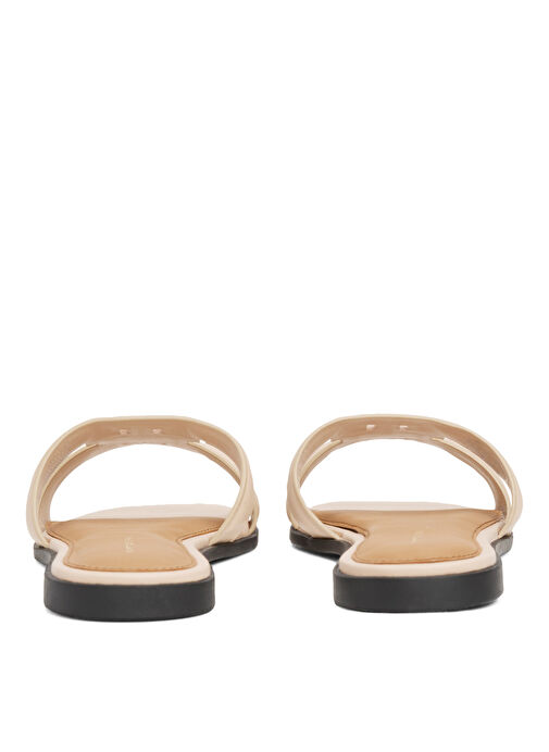 Tommy Hilfiger Bej Kadın Deri Terlik FW0FW08671 - Görsel 5