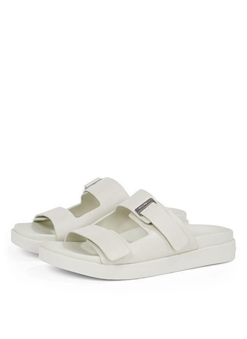 Calvin Klein Beyaz Kadın Deri Terlik HW0HW02489 - Görsel 4
