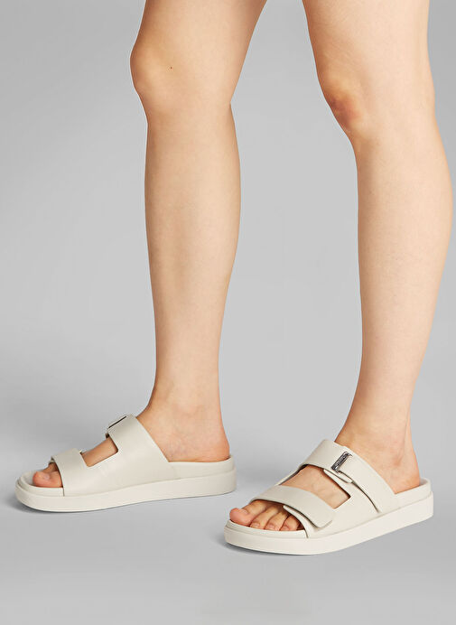 Calvin Klein Beyaz Kadın Deri Terlik HW0HW02489 - Görsel 7